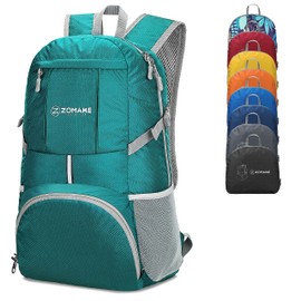 ZOMAKE Lightweight Packable Backpack 35L - Light Foldable Backpacks Water Resistant Collapsible Hiking Backpack - Compact Folding Day Pack for Travel Camping(Lake Green)