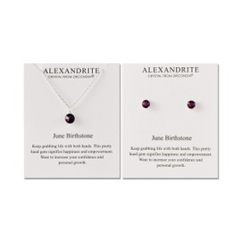 Philip Jones June (Alexandrite) Birthstone Necklace & Earrings Set Created with Zircondia® Crystals