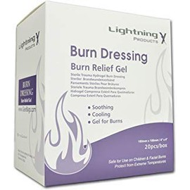 Lightning X Products Cooling Burn Relief Gel, 4x4 Inch Trauma Burn Dressing - Box of 20 Pieces