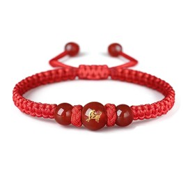 2026 Chinese New Year of The Horse Red String Braided Bracelet, Handwoven Adjustable Horse Charm Bracelets Feng Shui Lucky Amulet Protection Rope Bracelet for Women Unisx New Year Jewelry Gift(h)
