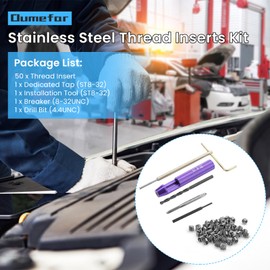 Oumefar 50pcs Stainless Steel Thread Inserts Kit, 832UNC x 1.5D Helical Coiled Wire Screw Thread Repair Inserts Dedicated Tap for Aluminum Parts