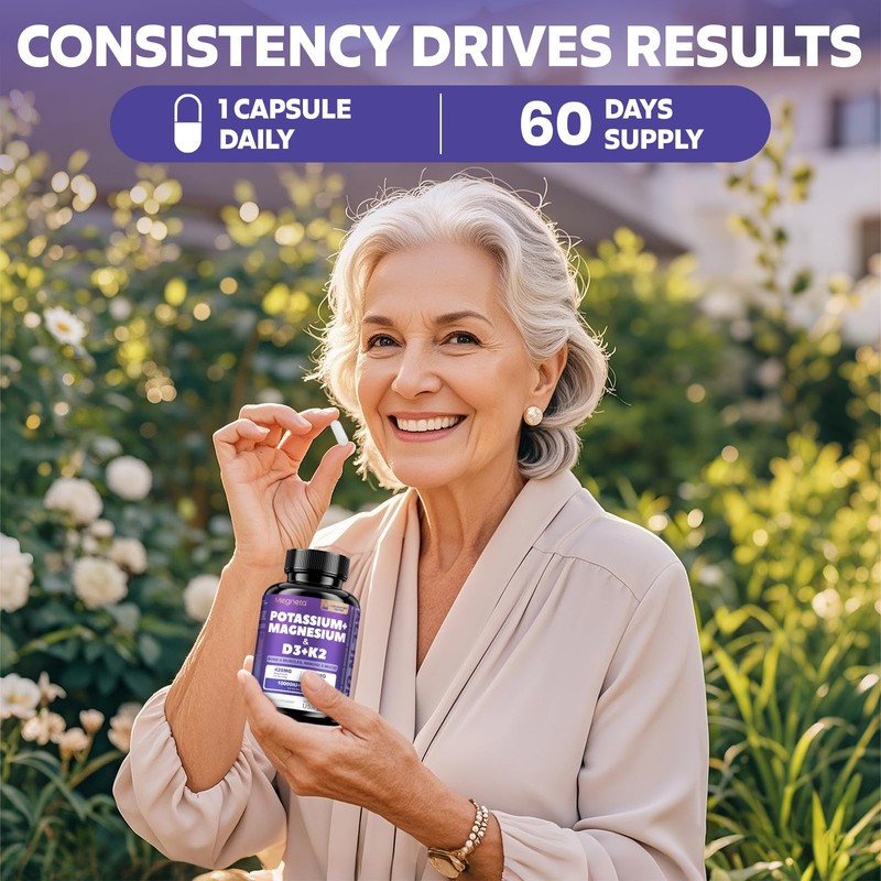 MEGNETA Magnesium Potassium Vitamin D3 K2 10000IU Supplement - Supports
