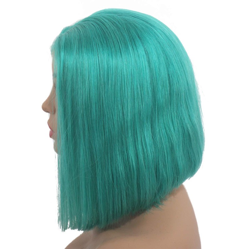 Teal Blue Bob Lace Wig 8 inch 180% Density Silky
