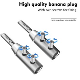 Monosaudio BFA Banana Plugs 4Pcs Banana Connector Double Screw Speaker Banana Plug for Guage Speaker Wire,Audio/Video Receiver,Sound Systems with L-Form Hex Wrench (Rhodium Plated)