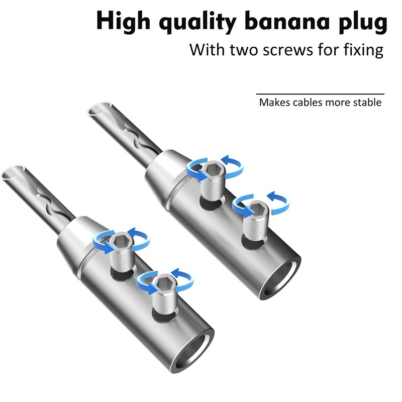 Monosaudio BFA Banana Plugs 4Pcs Banana Connector Double Screw Speaker