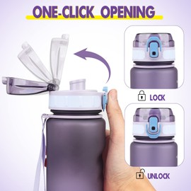 HASAGEI Water Bottle 1L Sports Water Bottle Leak-proof Drinking Bottle Dishwasher Safe BPA Free Sports Bottle with Capacity Scale for Bicycle, Outdoor, School, Gym (Purple) SH0006