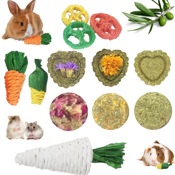 Lacrima Rabbit Chew Toys 12PCS, Bunny Toys for Rabbits, Hamster