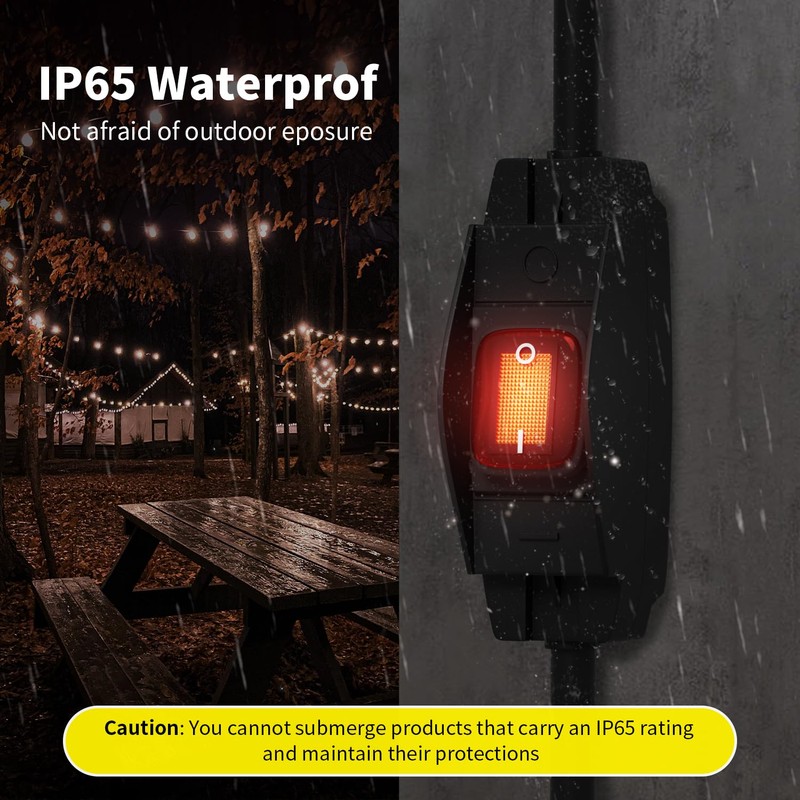 FIRMERST 1875W Outdoor Extension Cord with Waterproof Switch 15 Feet