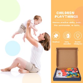 NOLITOY 180pcs Tangram Shaped Puzzles Kids Sequencing Game Shape Recognition Toys Kids Recognition Toys Shape Puzzle Magnets Kids Hand Toys Baby Stacking Toys Wooden