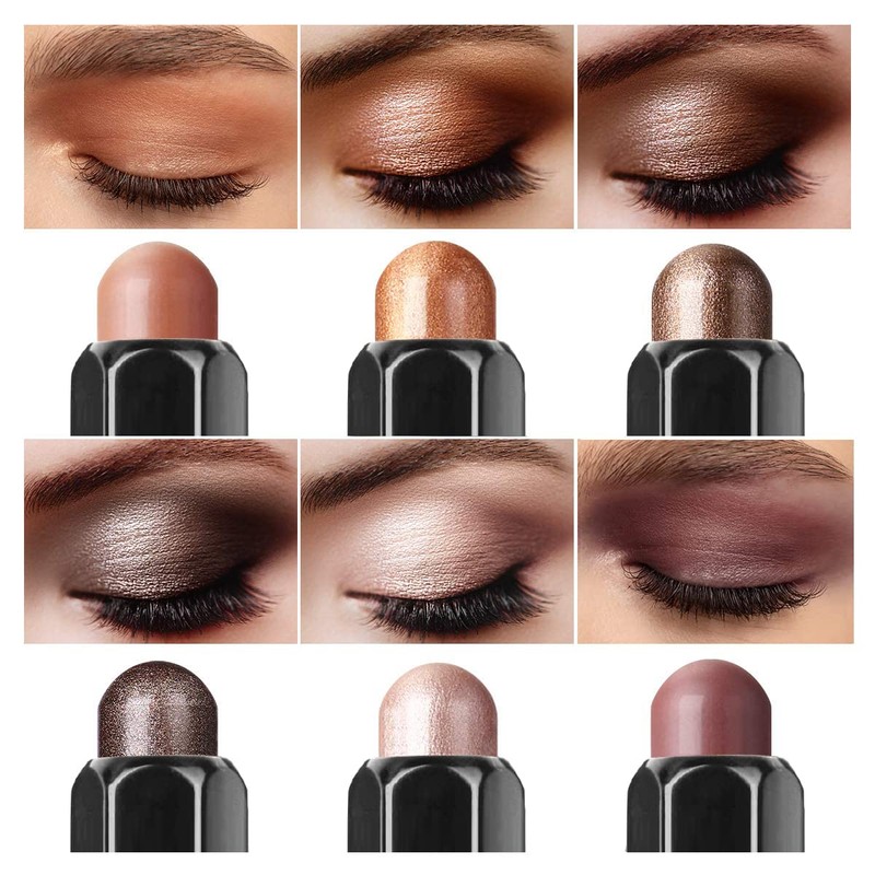 LUXAZA 6 PCS Brown Neutral Metallic Eyeshadow Stick Set, Champagne