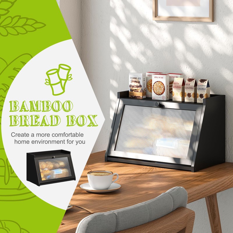 BMOSU Bread Box for Kitchen Countertop Large Capacity Corner Bread