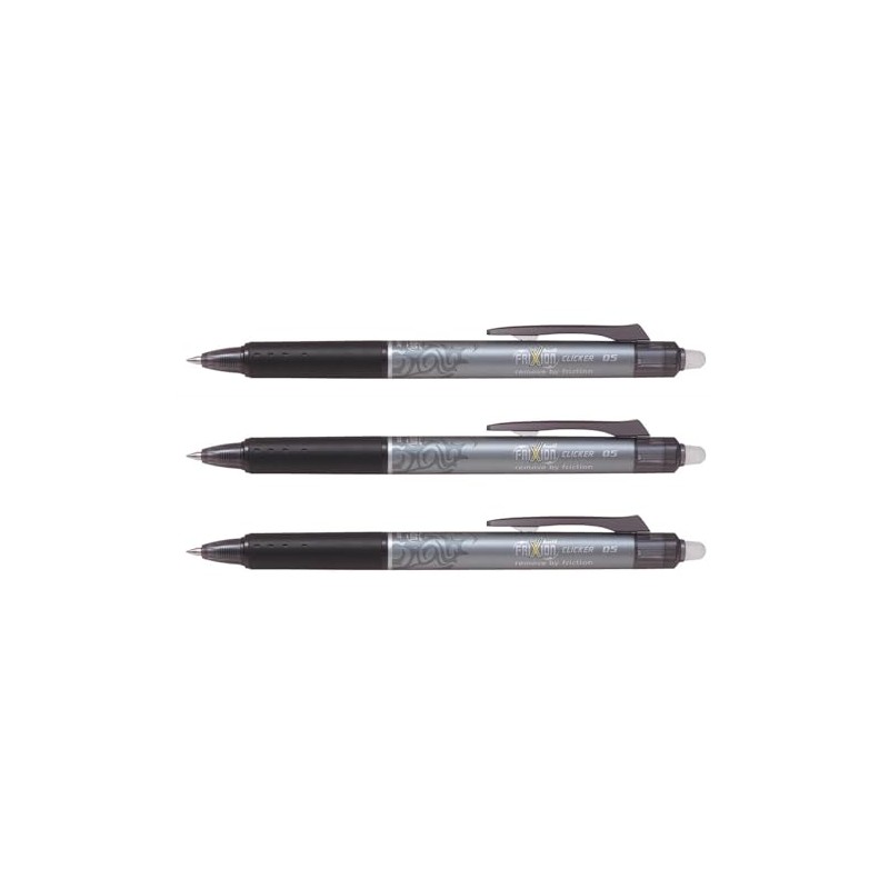 Pilot FriXion Clicker 0.5 mm (Fine) Set of 3 Black