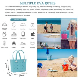 Small EVA Beach Bag Creative Rubber Beach Totes Waterproof Travel Bags Anti-tilting Handbag for Sports, Pool, Beach,Yoga, Yellow, Small