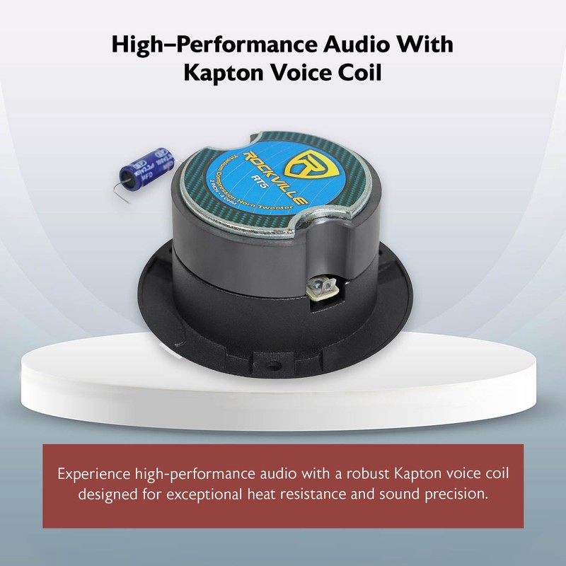 Rockville RT5 Aluminum Tweeter Pair, 2.8", 120W, 4 Ohms, Titanium