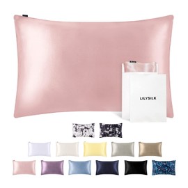 LILYSILK 100% Pure Mulberry Silk Pillowcase Both Sides, 19 Momme Real Charmeuse Silk Pillow Case Cover for Hair and Skin 1 Pc, Envelope Closure, Rosy Pink, Queen 50x80cm