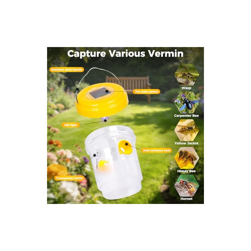 2 Pack Solar Wasp Traps - Effective Outdoor Insect Control