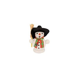 Kaladia - Smoker Figurine Made of Wood - for Incense Cones Size S - Motif: Snowman with Broom - Size: Approx. 10 cm