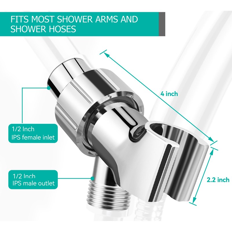 MAAYAYA Brass Ball Shower Holder, 360° Adjustable ABS Bracket, Chrome