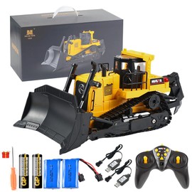 AOFT TECHNOLOGY HUINA 1554 1/16 Scale Remote Control Bulldozer 2.4GHz 11CH RC Construction Vehicle with Lights & Sound Toy Electric Toys for Kids 6+ Years Old