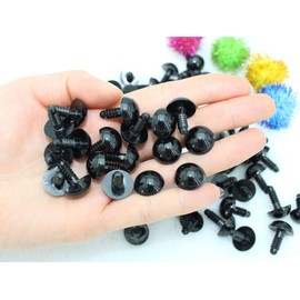 Bestartstore 1Box(50pcs)15mm Black Plastic Safety Eyes DIY Craft Eyes with 50pcs Washers for Amigurumi Projects,Knitting Needles Crochet Toy,Doll, Crafts Plush Animal DIY Making