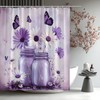 FAXTOZ Rustic Purple Butterfly Daisy Floral Glass Jar Shower Curtain,