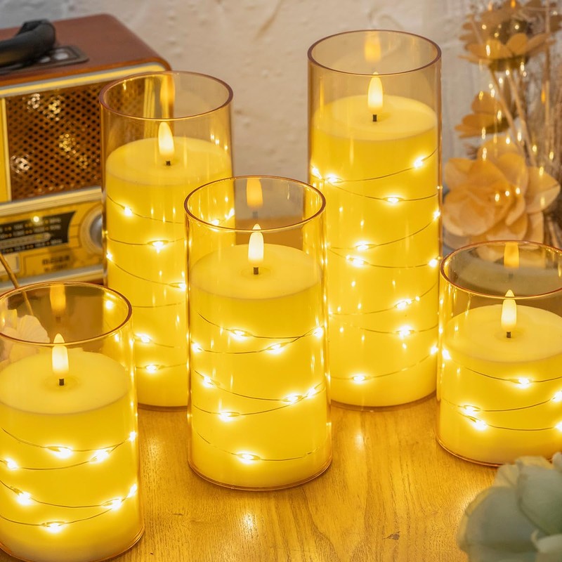 EVISINH Ivory Flickering Flameless Candles, Battery Operated Candles with Remote