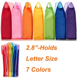 7 Pack A4 Plastic Wallet Folder Envelopes with Closure and Label Pocket, 2.8" Expansion, Letter Size, Clear Poly File Folders Holder Documents Organizer Expandable for School Home Work Office