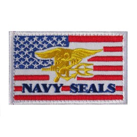 American Flag & Navy SEALs Seals Velcro Patch (Red & White)