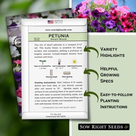 Sow Right Seeds Sow Right Seeds - Dwarf Mixed Petunia Seeds to Plant - Full instructions for Planting and Growing a Flower Garden - Non-GMO Heirloom Seeds - Annual Hanging Basket Flower - Wonderful Gardening Gift (1)