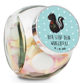 Mr. & Mrs. Panda Personalisiertes Bonbonglas Stinktier Blume XL 2000ml - Personalisierte Geschenke, Skunk, Gewürzdose, verträumt, Küchenorganizer,