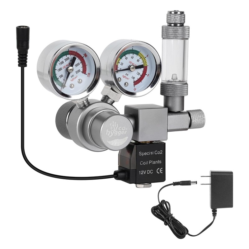 Aquarium Co2 Regulator, Dual Gauge Accurate Display, with 12V DC