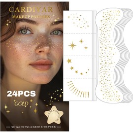 【Pecas con purpurina】Nuestro juego de 24 pecas con purpurina dorada añade un toque deslumbrante a cualquier look de maquillaje, perfecto para un brillo resplandeciente. Cada paquete contiene