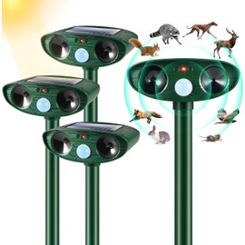Upgraded Solar Animal Repellent, Animal Repeller Outdoor with Motion Detection Cat Deterrent Deer Repellent Devices, Ultrasonic Control for Raccoon Rabbit Squirrel Skunk Repellent for Yard Garden