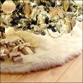 Christmas Tree Skirt, 3D Decoration, Underlay, Christmas Party, Ornament, Interior, Luxurious, Cute, Atmosphere, Tree Skirt, Luxurious, Base Cover, Round, Mokomoko, Snowflake, Indoor and Outdoor Decoration, Christmas Supplies (30.7 inches (78 cm)