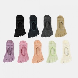 Anti-slip Basic Toe Yoga Pilates Socks for Home Training Basic Toe Socks Lavender 2ea