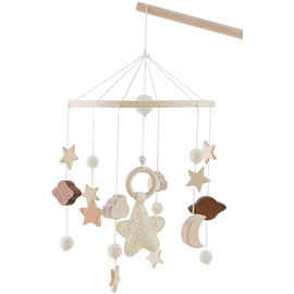 Playtastic Cot Toy Baby Mobile with Stars Wooden Bed Toy Hanging Toy