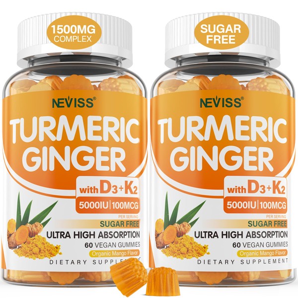 Sugar Free Turmeric Ginger Gummies with 5000 IU Vitamin D3