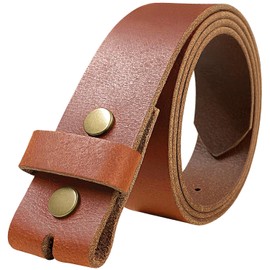 One Piece Full Grain Buffalo Leather Replacement Belt Strap 1-1/2" wide (Tan, 34)