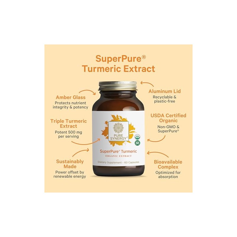 Pure Synergy USDA Extracto orgánico de cúrcuma superpuro (60 cápsulas)
