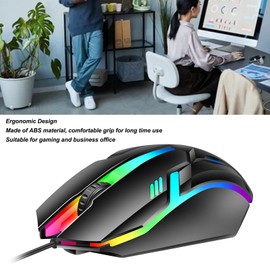 ciciglow Wired Gaming Mouse, 3 Buttons Ergonomic RGB Gaming Mice, 1000 DPI Wired USB Gaming Mouse for Office PC Laptop