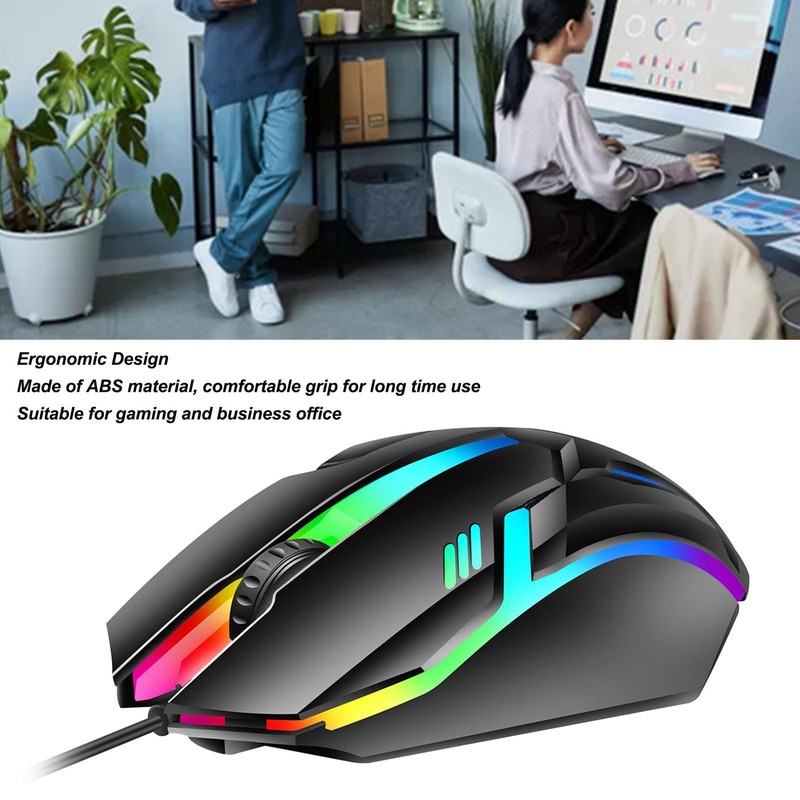 ciciglow Wired Gaming Mouse, 3 Buttons Ergonomic RGB Gaming Mice,