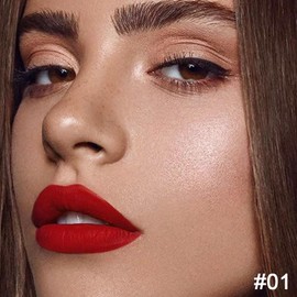 evpct 1Pcs Ruby Red Lip Liner and Lipstick Set Kit for Women DNM Matte Lips Kit with Lip Liner Lip Stains Long Lasting Waterproof 24 Hour Lipstick and Lip Liners Combo Lipliners Pencil Set 01#