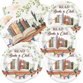 40Pcs Book Themed Party Decorations Book Club Birthday Party Disposable Tableware Plates Napkins Supplies Set for 20 Guests