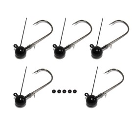 Harmony Fishing - Tungsten Weedless Ball Jigheads [Pack of 5 w/ 10 Bait Pegs] (Ball jig Heads for Swim jigs and Soft Plastics) (3/16oz)