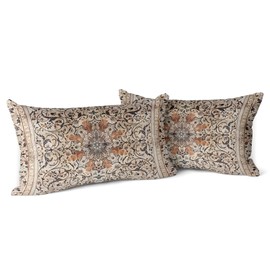 Snylcce Boho Floral Throw Pillow Cover 30x50 CM Set of 2 Bohemian Vintage Flowers Cushion Covers Velvet Double Sided Printing Decorative Pillowcases for Living Room Bedroom Sofa Home Decor