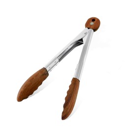 Wooden Tongs for Cooking, Multi-Purpose for Tossing Salads, Grilling, Flipping Food & Serving Bread - Strong Grip Walnut Wood Tips, Heat Resistant & Non-Deforming (7inch)
