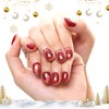 GLAMERMAID Press on Nails Extra Short Squoval, Christmas Handmade Red