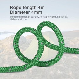 BJAINGEXK 8 Packs Reflective Cable 4 mm Tent Rope Ultra Light Camping Rope with Aluminum Regulator tensioner for Tents, Tent tarps, Canopy shelter, Outdoor Camping Hiking Backpack Rope (Green)