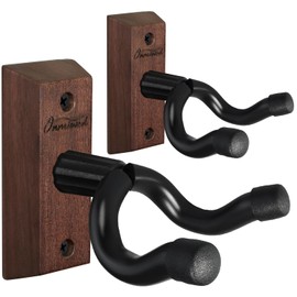 Guitar Wall Mount 2 Pack, Acacia Hardwood Guitar Hanger, U-Shaped Guitar Wall Hanger Mount, Guitar Holder Hook Stand Wall for Acoustic, Electric Guitar, Banjo, Bass, for Guitar Player Men Boy