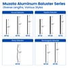 Muzata 50Pack 38'' Aluminum Deck Balusters Facemount Rectangular Railing Metal